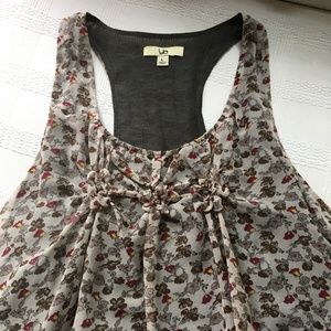 Floral racerback gray/burgundy tunic